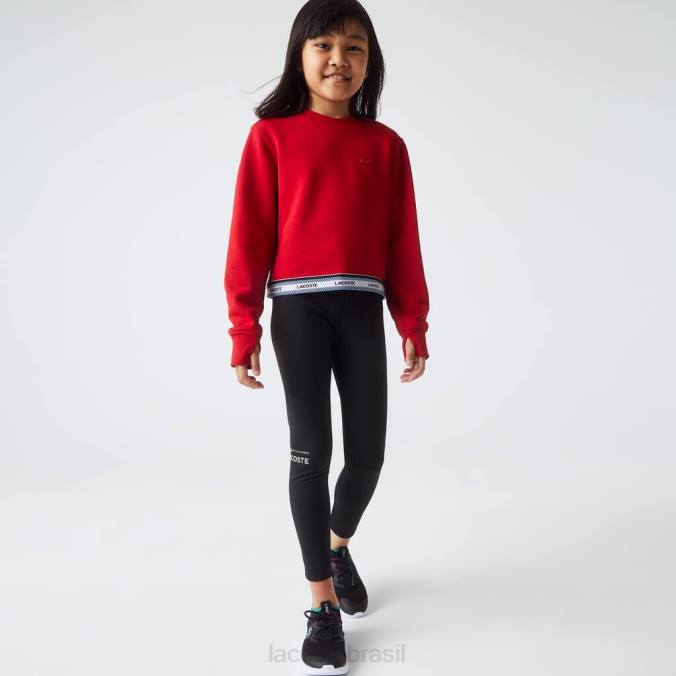 Lacoste crianças legging estampada na cintura preto P2PX3232 roupas