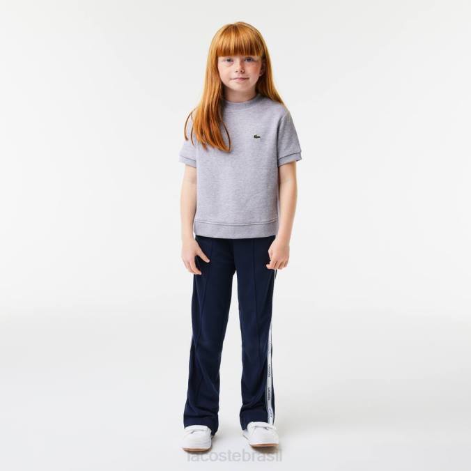 Lacoste crianças camiseta de lã de algodão com pregas nas costas chino cinza P2PX3156 roupas