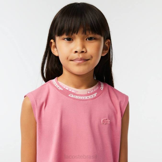 Lacoste crianças camiseta sem mangas em jersey de algodão rosa P2PX3017 roupas
