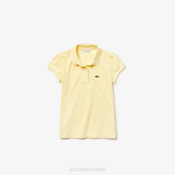 Lacoste crianças polo mini piquê com gola recortada amarelo P2PX2949 roupas