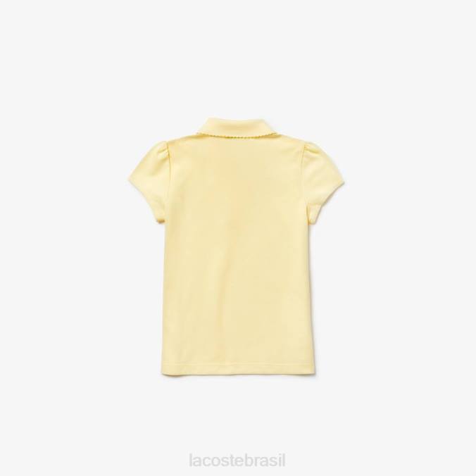 Lacoste crianças polo mini piquê com gola recortada amarelo P2PX2949 roupas