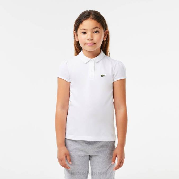 Lacoste crianças polo mini piquê com gola recortada branco P2PX2950 roupas
