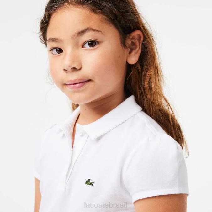 Lacoste crianças polo mini piquê com gola recortada branco P2PX2950 roupas