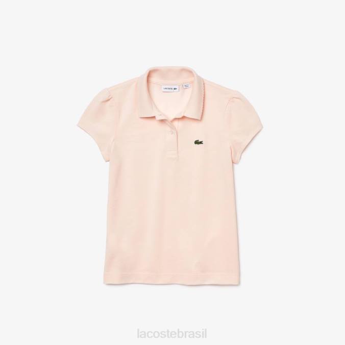 Lacoste crianças polo mini piquê com gola recortada luz rosa P2PX3127 roupas