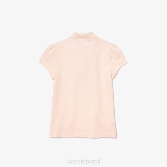Lacoste crianças polo mini piquê com gola recortada luz rosa P2PX3127 roupas