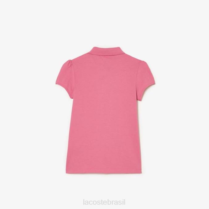 Lacoste crianças polo mini piquê com gola recortada rosa P2PX3037 roupas