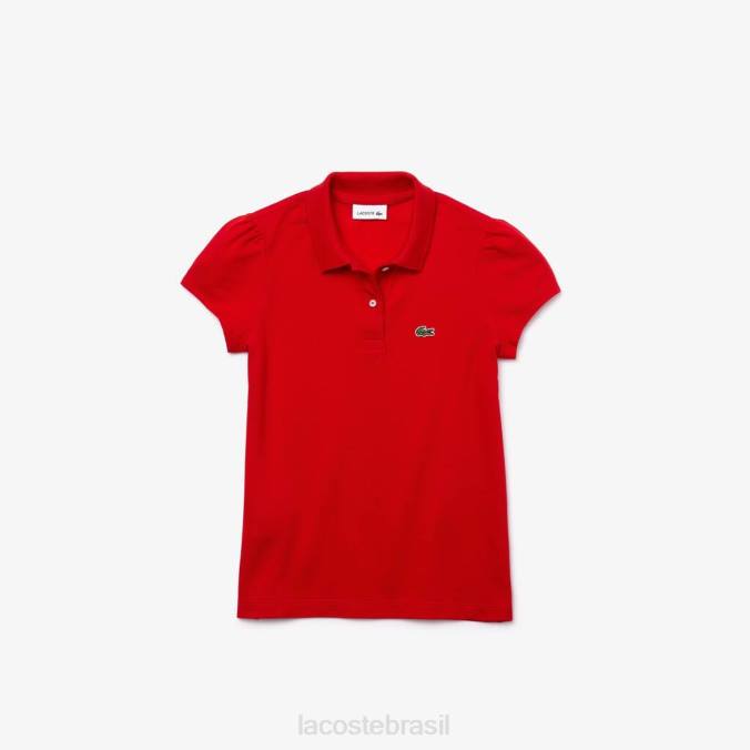 Lacoste crianças polo mini piquê com gola recortada vermelho P2PX2948 roupas