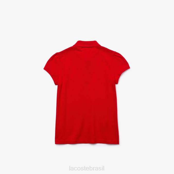 Lacoste crianças polo mini piquê com gola recortada vermelho P2PX2948 roupas