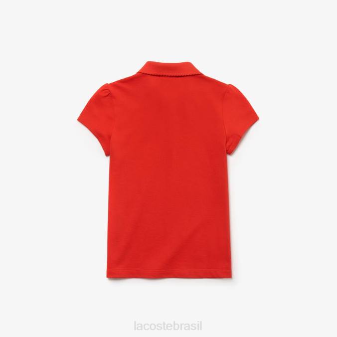 Lacoste crianças polo mini piquê com gola recortada vermelho P2PX2963 roupas