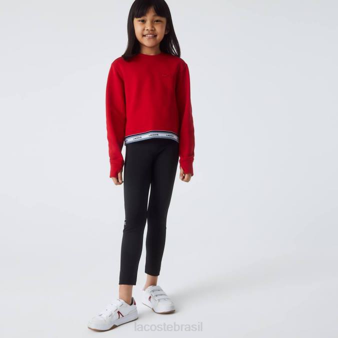 Lacoste crianças moletom curto com banda estampada vermelho P2PX3207 roupas