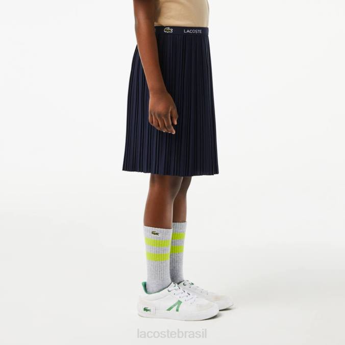 Lacoste crianças saia plissada em jersey azul-marinho P2PX3091 roupas