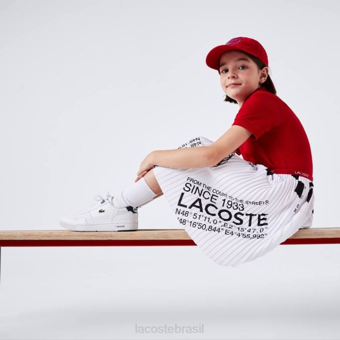 Lacoste crianças saia plissada em jersey branco P2PX3291 roupas