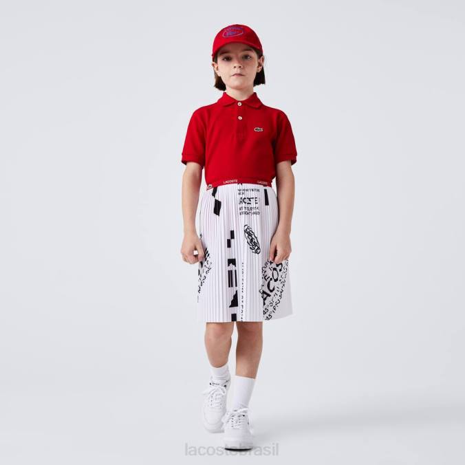 Lacoste crianças saia plissada em jersey branco P2PX3291 roupas