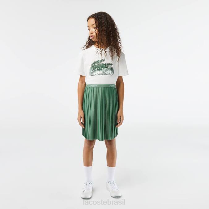 Lacoste crianças saia plissada em jersey verde cáqui P2PX3090 roupas