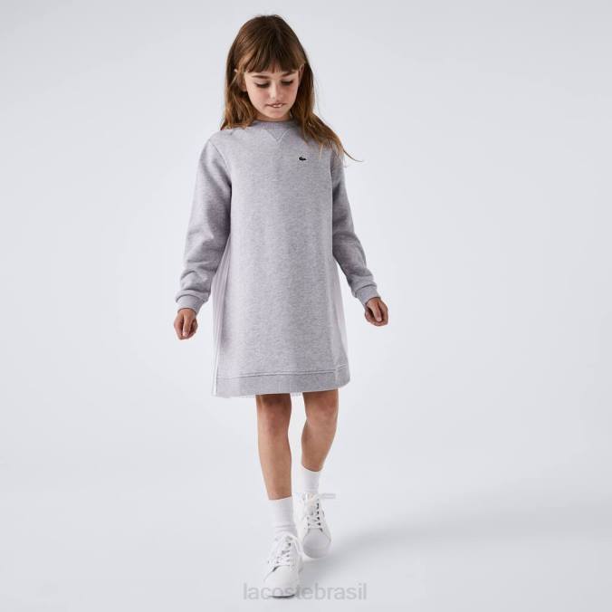 Lacoste crianças vestido de lã de algodão com pregas nas costas chino cinza P2PX3286 roupas