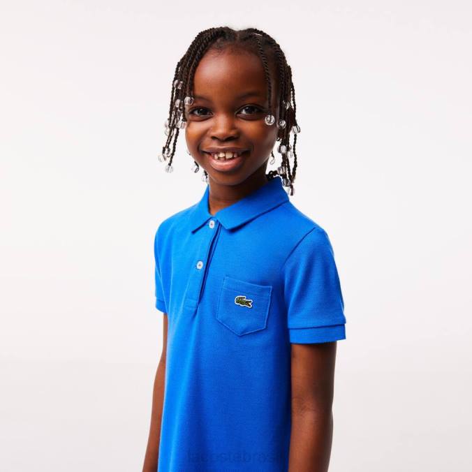 Lacoste crianças vestido polo de algodão azul P2PX3084 roupas