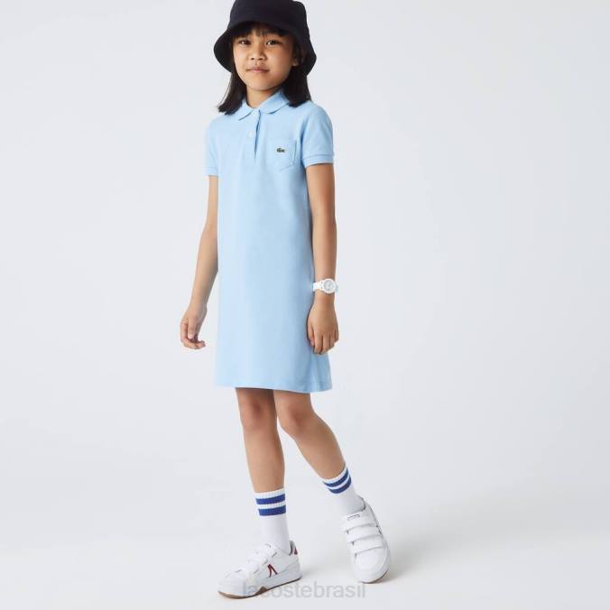 Lacoste crianças vestido polo de algodão azul P2PX3094 roupas