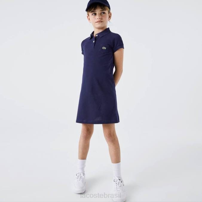 Lacoste crianças vestido polo de algodão azul-marinho P2PX3083 roupas