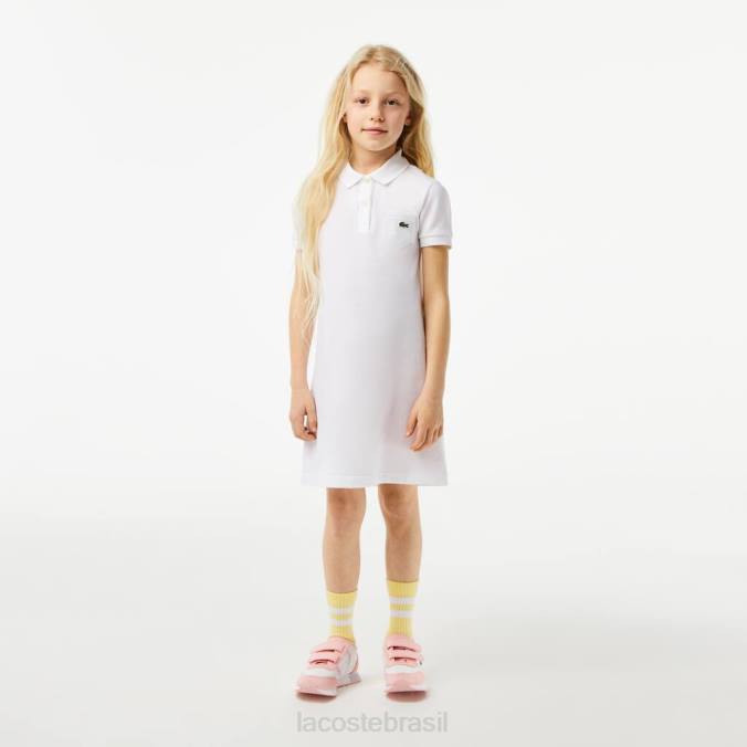 Lacoste crianças vestido polo de algodão branco P2PX3082 roupas
