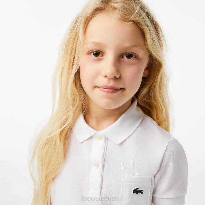Lacoste crianças vestido polo de algodão branco P2PX3082 roupas