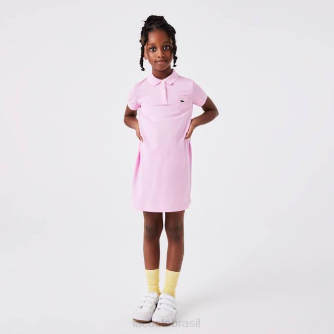 Lacoste crianças vestido polo de algodão rosa P2PX3288 roupas