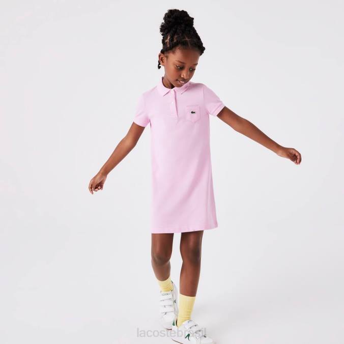 Lacoste crianças vestido polo de algodão rosa P2PX3288 roupas