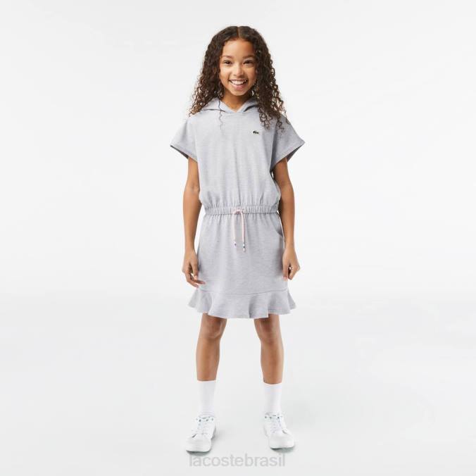 Lacoste crianças vestido suéter sem mangas em piquê stretch chino cinza P2PX3095 roupas