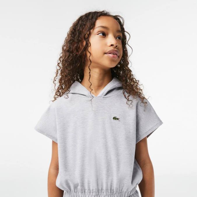 Lacoste crianças vestido suéter sem mangas em piquê stretch chino cinza P2PX3095 roupas