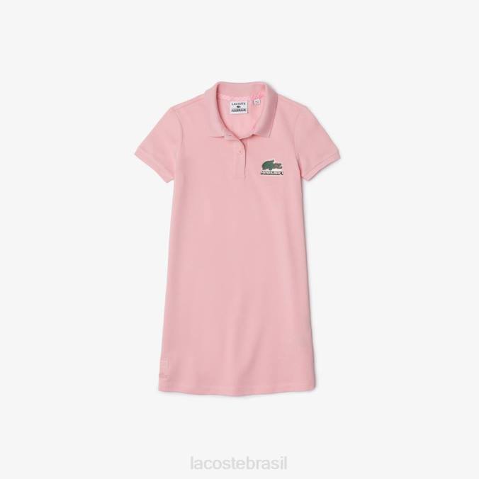 Lacoste x Minecraft crianças vestido polo piquê de algodão rosa P2PX3297 roupas