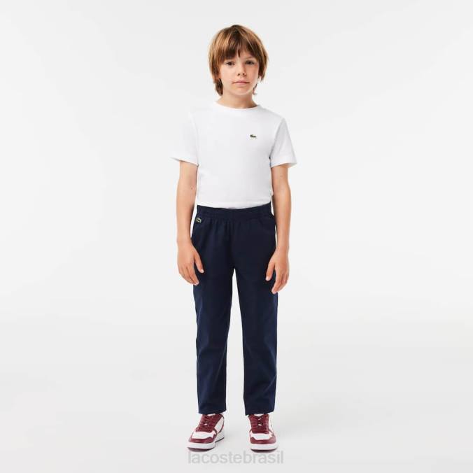 Lacoste crianças calça chino em gabardine de algodão stretch azul-marinho P2PX3269 roupas