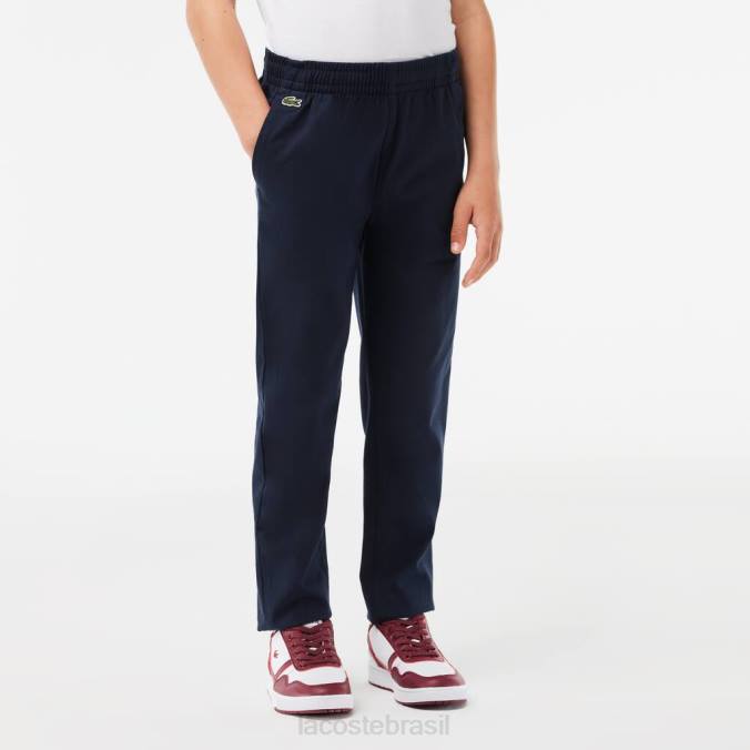 Lacoste crianças calça chino em gabardine de algodão stretch azul-marinho P2PX3269 roupas