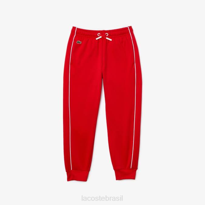 Lacoste crianças calça jogging de lã tradicional vermelho branco P2PX3229 roupas