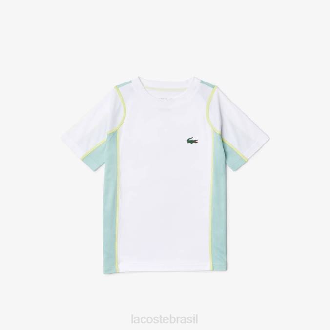 Lacoste crianças camiseta colorblock piquê tênis branco/verde claro/amarelo P2PX3008 roupas