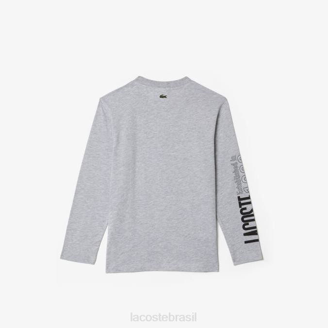 Lacoste crianças camiseta com estampa de crocodilo chino cinza P2PX3159 roupas