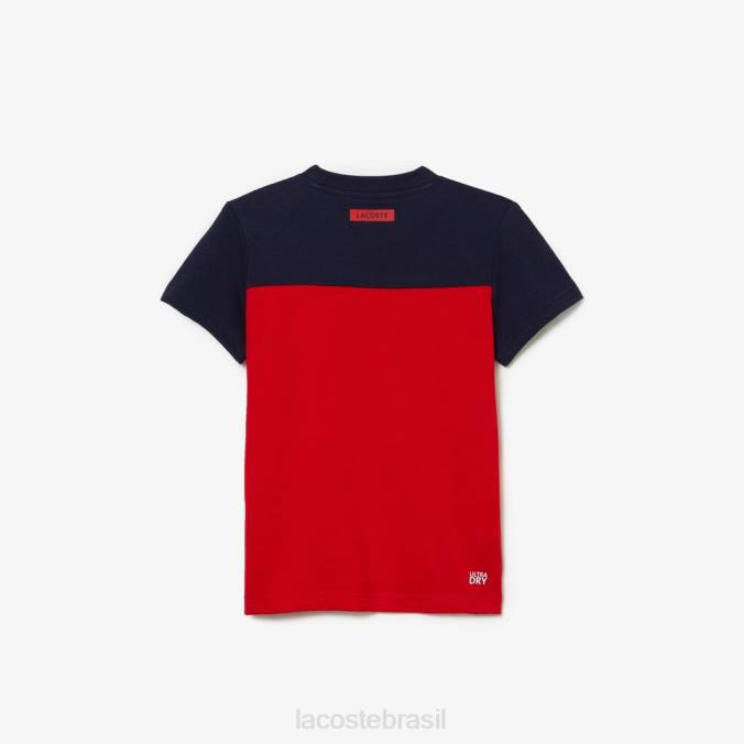 Lacoste crianças camiseta esportiva azul marinho/vermelho P2PX3148 roupas