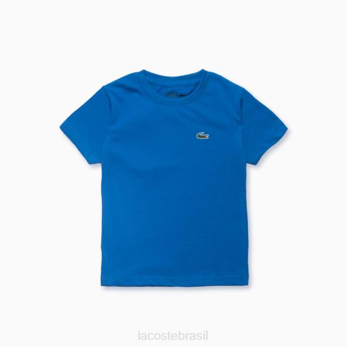 Lacoste crianças camiseta esportiva com mistura de algodão respirável azul P2PX3026 roupas