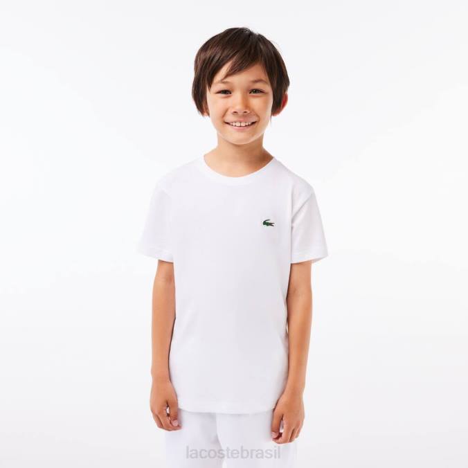 Lacoste crianças camiseta esportiva com mistura de algodão respirável branco P2PX3027 roupas