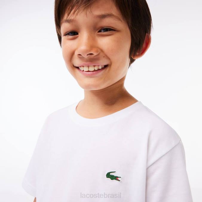 Lacoste crianças camiseta esportiva com mistura de algodão respirável branco P2PX3027 roupas