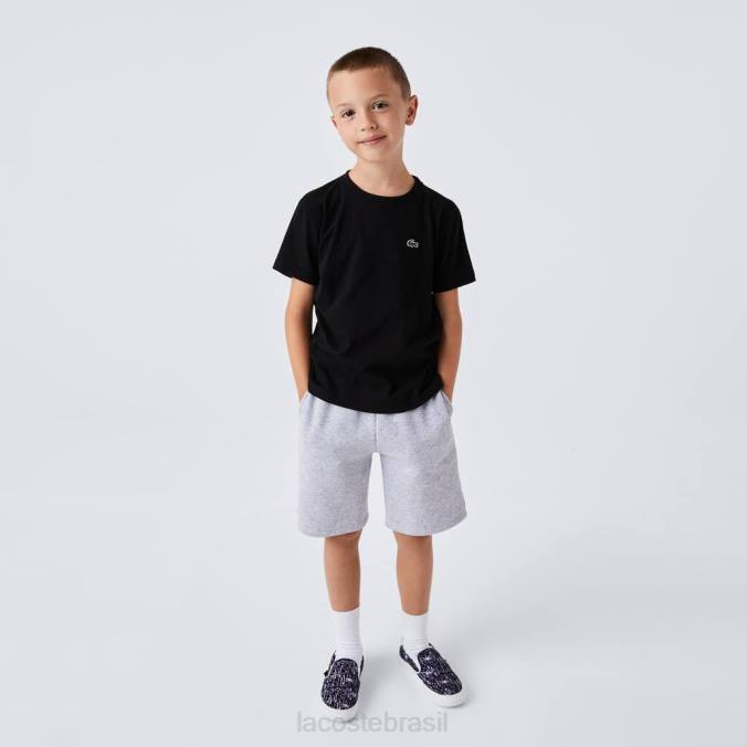 Lacoste crianças camiseta esportiva com mistura de algodão respirável preto P2PX3028 roupas