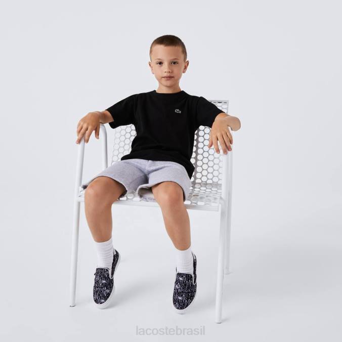 Lacoste crianças camiseta esportiva com mistura de algodão respirável preto P2PX3028 roupas