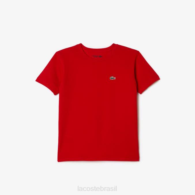 Lacoste crianças camiseta esportiva com mistura de algodão respirável vermelho P2PX3025 roupas