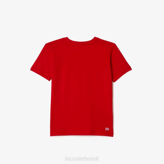 Lacoste crianças camiseta esportiva com mistura de algodão respirável vermelho P2PX3025 roupas