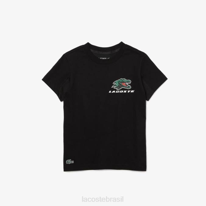 Lacoste crianças camiseta esportiva de tênis preto P2PX3170 roupas
