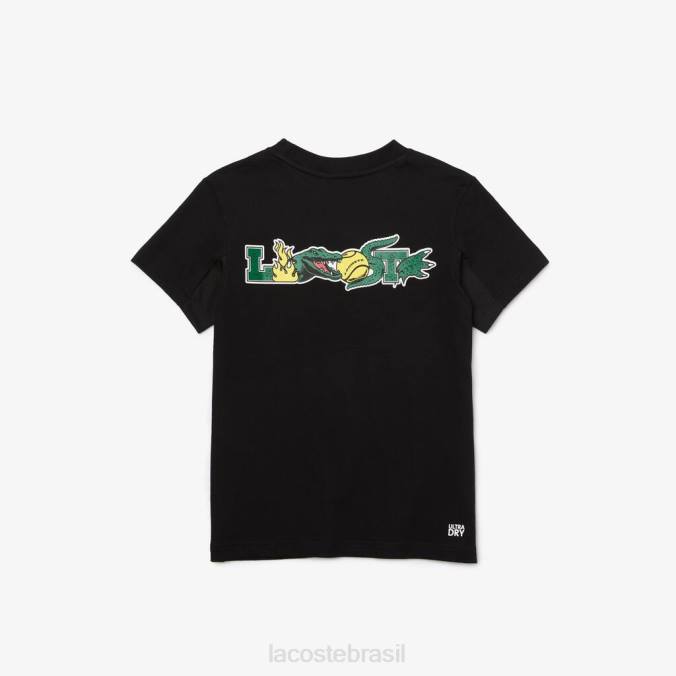 Lacoste crianças camiseta esportiva de tênis preto P2PX3170 roupas