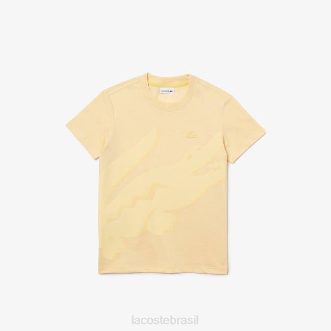 Lacoste crianças camiseta piquê de algodão orgânico amarelo P2PX3142 roupas