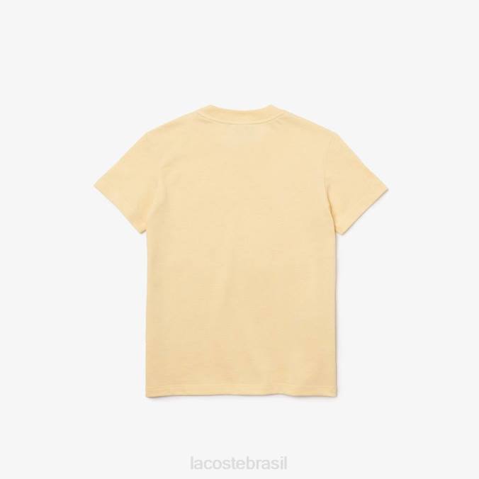 Lacoste crianças camiseta piquê de algodão orgânico amarelo P2PX3142 roupas