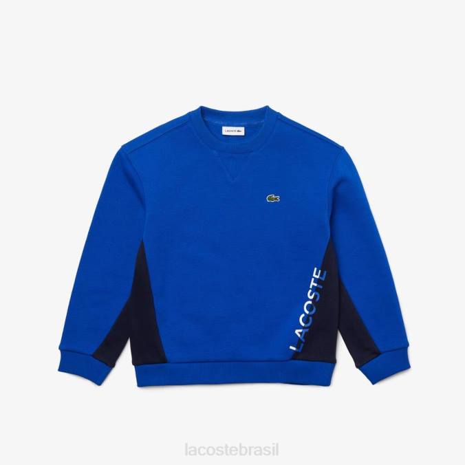 Lacoste crianças moletom de lã com gola redonda azul/azul marinho P2PX3265 roupas