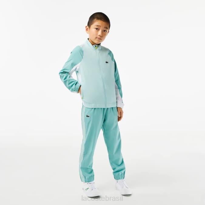 Lacoste crianças conjunto jogger colorblock tênis verde claro/verde/branco/amarelo P2PX3046 roupas