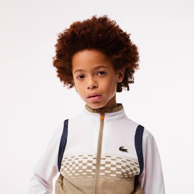 Lacoste crianças conjunto jogger tenis x daniil medvedev branco/bege/branco/azul/laranja P2PX3042 roupas