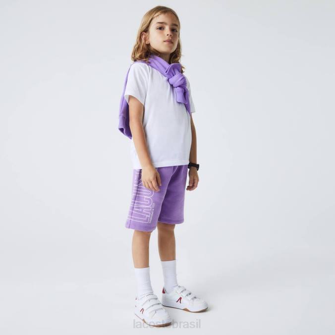 Lacoste crianças shorts de algodão orgânico de marca roxo P2PX3276 roupas